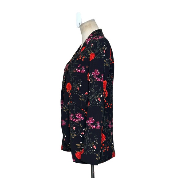 Cynthia Rowley black red floral long sleeves open front blazer jacket size XS - Picture 4 of 11